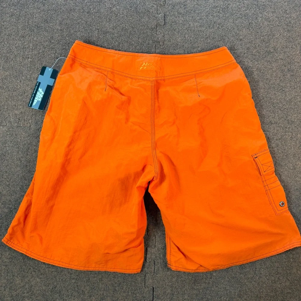 No Fear Pluto 2 Board Shorts Mens 32 Orange Vintage Cargo Swim Trunks SB033 NWT